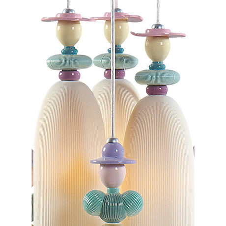 Lladró Lampadario Mademoiselle 6 Luci Ritrovo Nel Giardino 196x42cm Porcellana