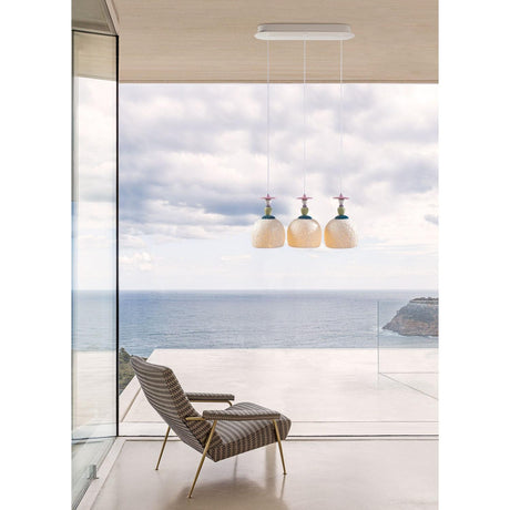Lladró Lampadario Mademoiselle Composizione Lineare 3 Luci Contemplando L'Oceano 193x62cm Porcellana