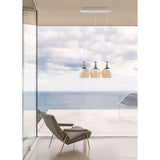 LLADRO' Lampadario Mademoiselle Composizione Lineare 3 Luci Contemplando L'Oceano 193x62cm Porcellana