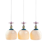 LLADRO' Lampadario Mademoiselle Composizione Lineare 3 Luci Contemplando L'Oceano 193x62cm Porcellana