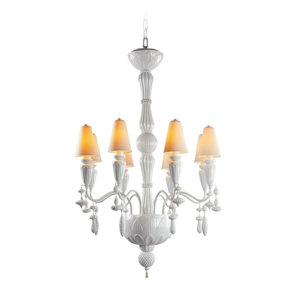 Lladró Chandelier Ivy e Seed 8 Luci Bianco 123x70cm Porcellana
