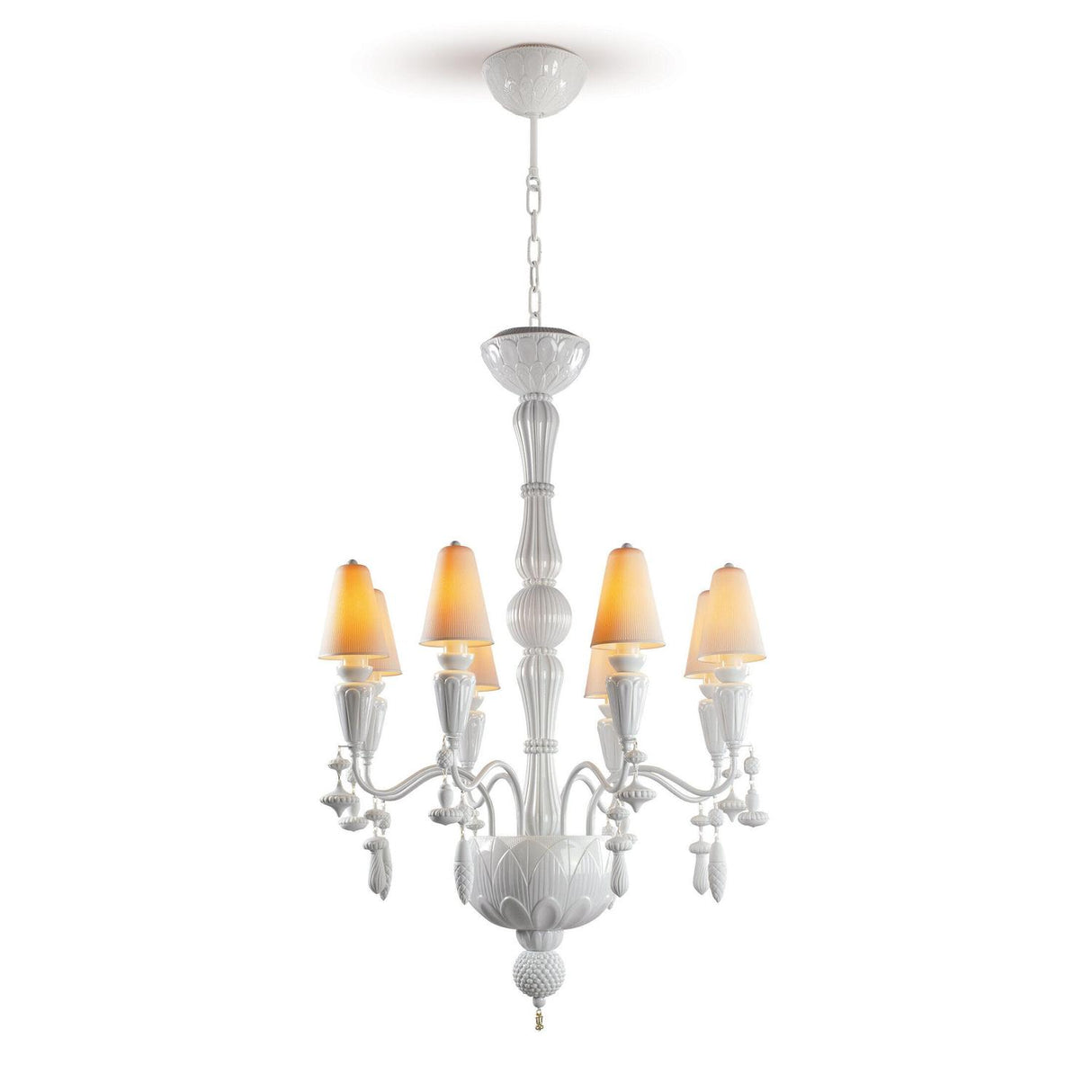 Lladró Chandelier Ivy e Seed 8 Luci Bianco 123x70cm Porcellana