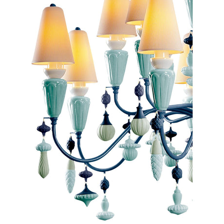 Lladró Chandelier Ivy e Seed 20 Luci Medio Oceano 138x115cm Porcellana