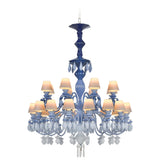 Lladró Chandelier Belle De Nuit 24 Luci Azzurro 125x80cm Porcellana