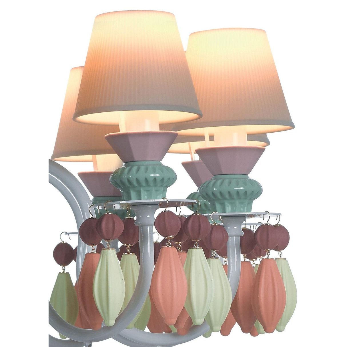 Lladró Chandelier Belle De Nuit 12 Luci Multicolore 100x65cm Porcellana