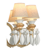 LLADRO' Chandelier Belle De Nuit 12 Luci Lustro Oro 100x65cm Porcellana