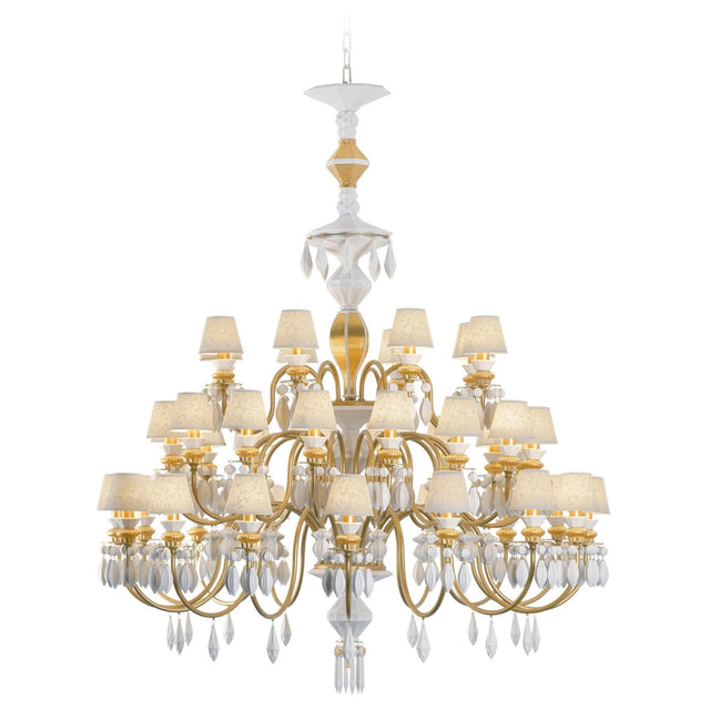 Lladró Chandelier Belle De Nuit 40 Luci Lustro Oro 150x100cm Porcellana