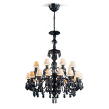 Lladró Chandelier Belle De Nuit 24 Luci Nero Assoluto 125x80cm Porcellana