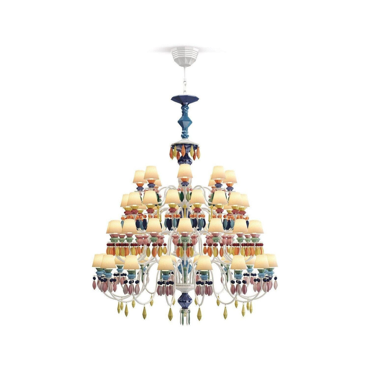 Lladró Chandelier Belle De Nuit 56 Luci Multicolore 175x110cm Porcellana