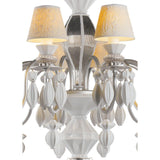 LLADRO' Chandelier Belle De Nuit 12 Luci Lustro Argento 100x65cm Porcellana