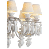LLADRO' Chandelier Belle De Nuit 12 Luci Lustro Argento 100x65cm Porcellana