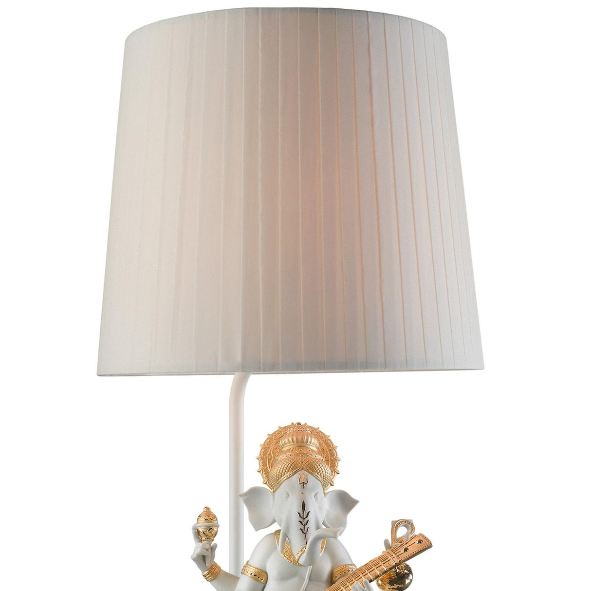LLADRO' Lampada da Tavolo Ganesha con Veena Lustro Oro 57x30cm Porcellana