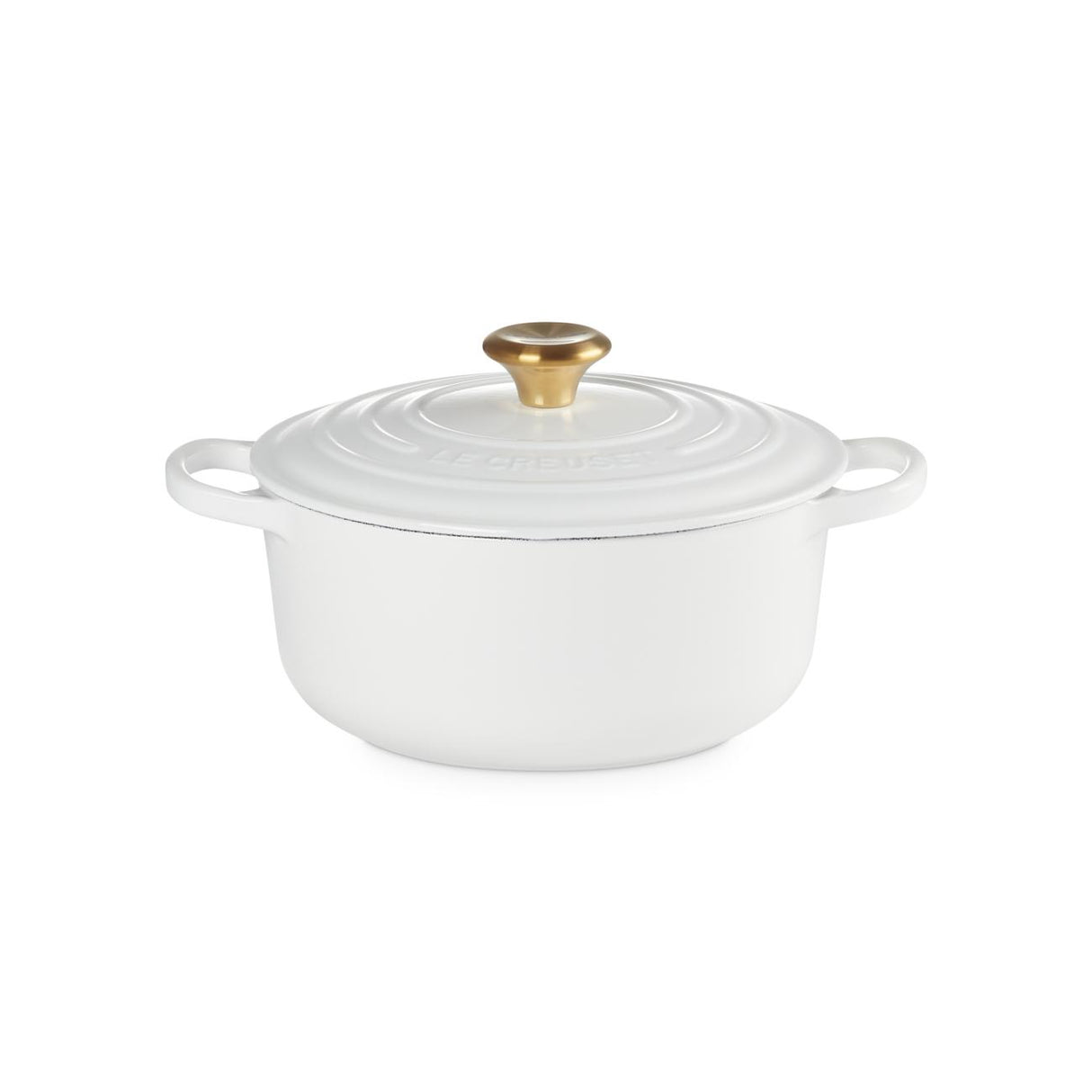 LE CREUSET Cocotte Rotonda Evolution 20cm Nero Pomello Oro Ghisa Vetrificata