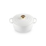 LE CREUSET Cocotte Rotonda Evolution 20cm Bianco Pomello Oro Ghisa Vetrificata