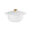 LE CREUSET Cocotte Rotonda Evolution 24cm Bianco Pomello Oro Ghisa Vetrificata