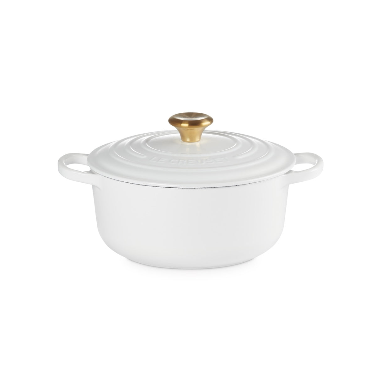 LE CREUSET Cocotte Rotonda Evolution 24cm Bianco Pomello Oro Ghisa Vetrificata