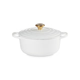 LE CREUSET Cocotte Rotonda Evolution 24cm Bianco Pomello Oro Ghisa Vetrificata
