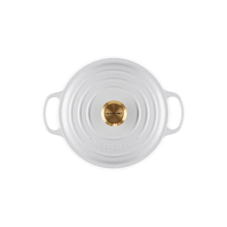 LE CREUSET Cocotte Rotonda Evolution 24cm Bianco Pomello Oro Ghisa Vetrificata
