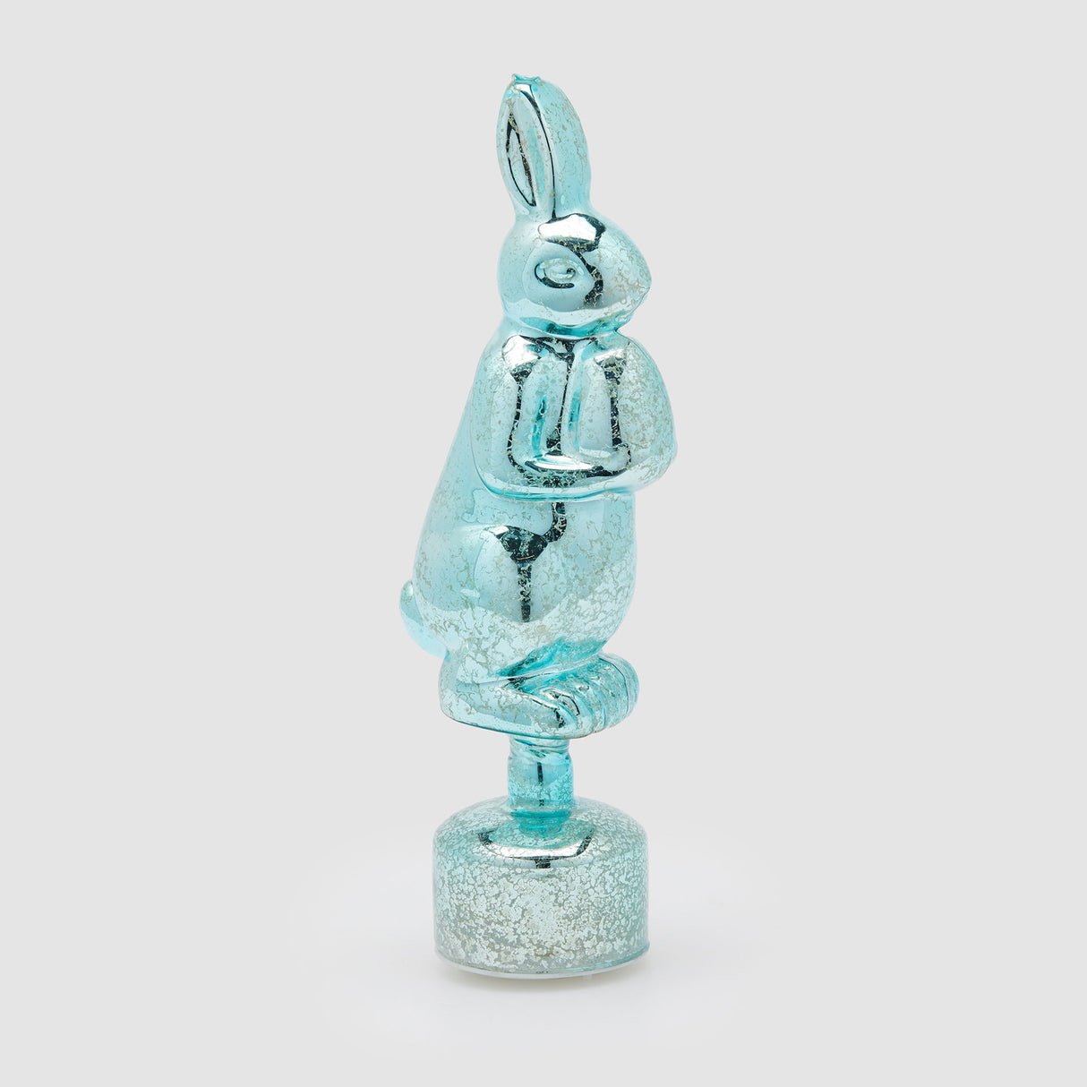 EDG Enzo De Gasperi Decorazione di Pasqua Coniglio Twist Rotante con LED 37cm Azzurro Vetro