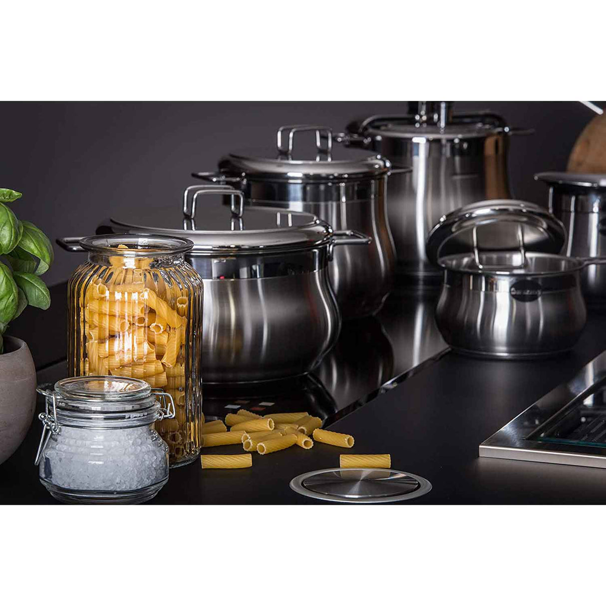 BARAZZONI Tummy Batteria Set di Pentole 7 Pezzi Acciaio Inox Made in Italy