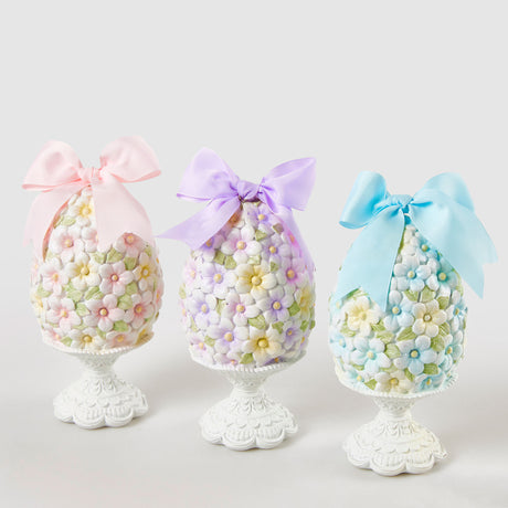 EDG Enzo De Gasperi Decorazione Uovo di Pasqua Fiocco Viola 20x10cm Poliresina