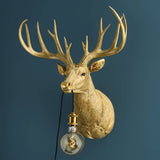 WERNS Lampada da Parete Parete Applique Cervo Harry 57,5x73,5cm Oro Poliresina