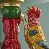 WERNS Tavolino Leopardo con Cacatua 40x51cm Poliresina