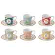 EASY LIFE Jardins d'Orient Set 6 Tazzine Espresso 100ml con Piattini Porcellana