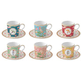 EASY LIFE Jardins d'Orient Set 6 Tazzine Espresso 100ml con Piattini Porcellana