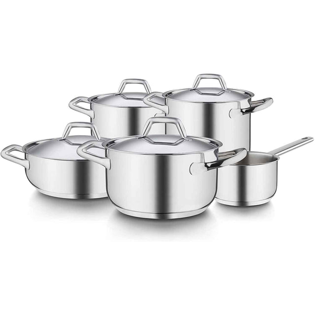 BARAZZONI Chef Line Batteria Set di Pentole 9 Pezzi Acciaio Inox Made in Italy