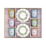 EASY LIFE Spring Parade Set 6 Tazzine Espresso 100ml con Piattini Porcellana