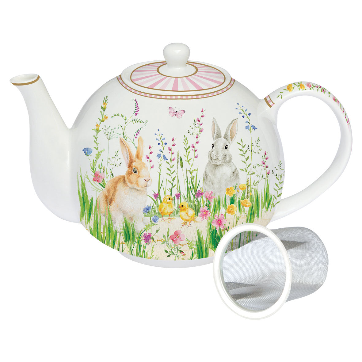 EASY LIFE Happy Easter Teiera 1L in Porcellana con Infusiera in Metallo