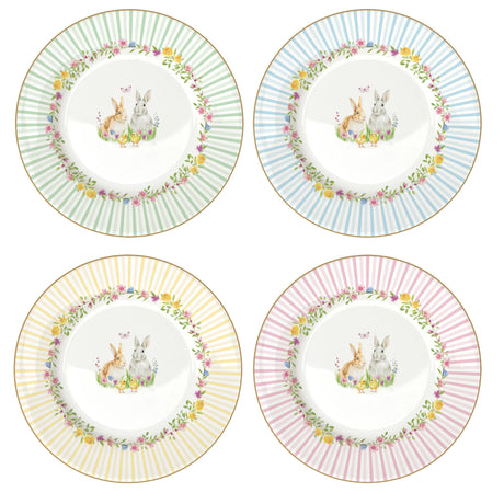 EASY LIFE Happy Easter Set 4 Piatti Dessert in Scatola Regalo 19cm Porcellana