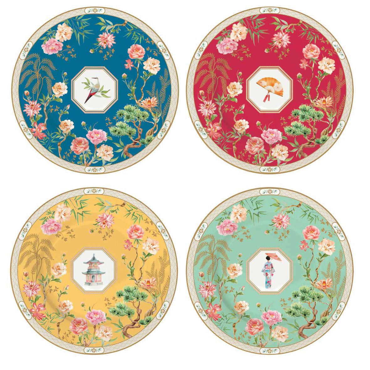 EASY LIFE Jardins d'Orient Set 4 Piatti Dessert in Scatola Regalo 19cm Porcellana