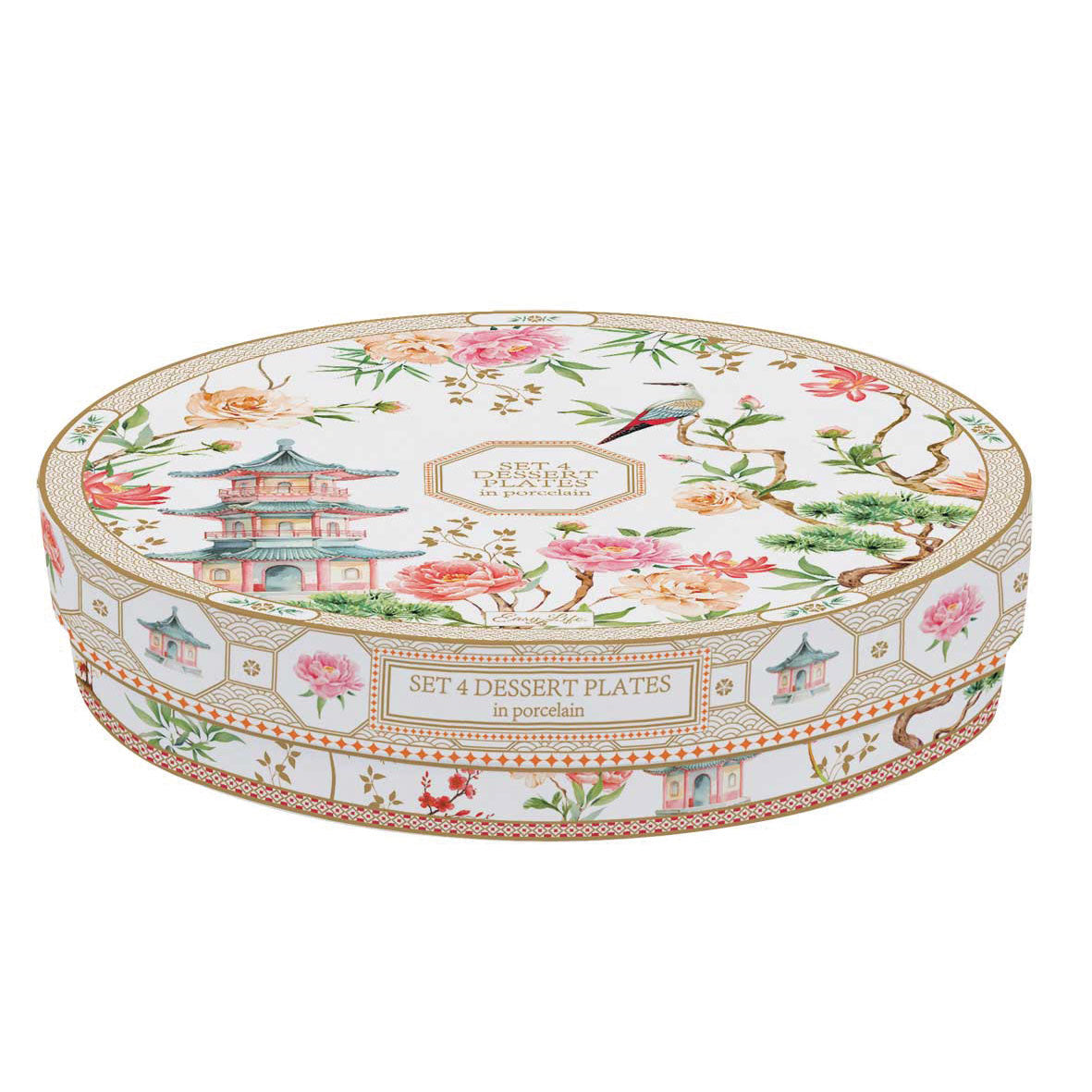 EASY LIFE Jardins d'Orient Set 4 Piatti Dessert in Scatola Regalo 19cm Porcellana