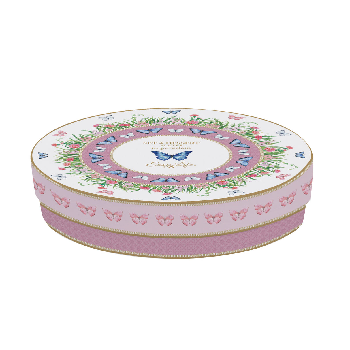 EASY LIFE Spring Parade Set 4 Piatti Dessert in Scatola Regalo 19cm Porcellana
