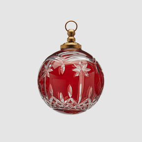 Pallina di Natale EDG in vetro rosso intagliato diametro 10 cm