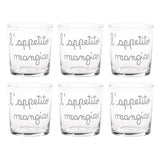 SIMPLE DAY Water Glasses L'Appetite Comes While Eating Set 6 Pieces 355ml Glass