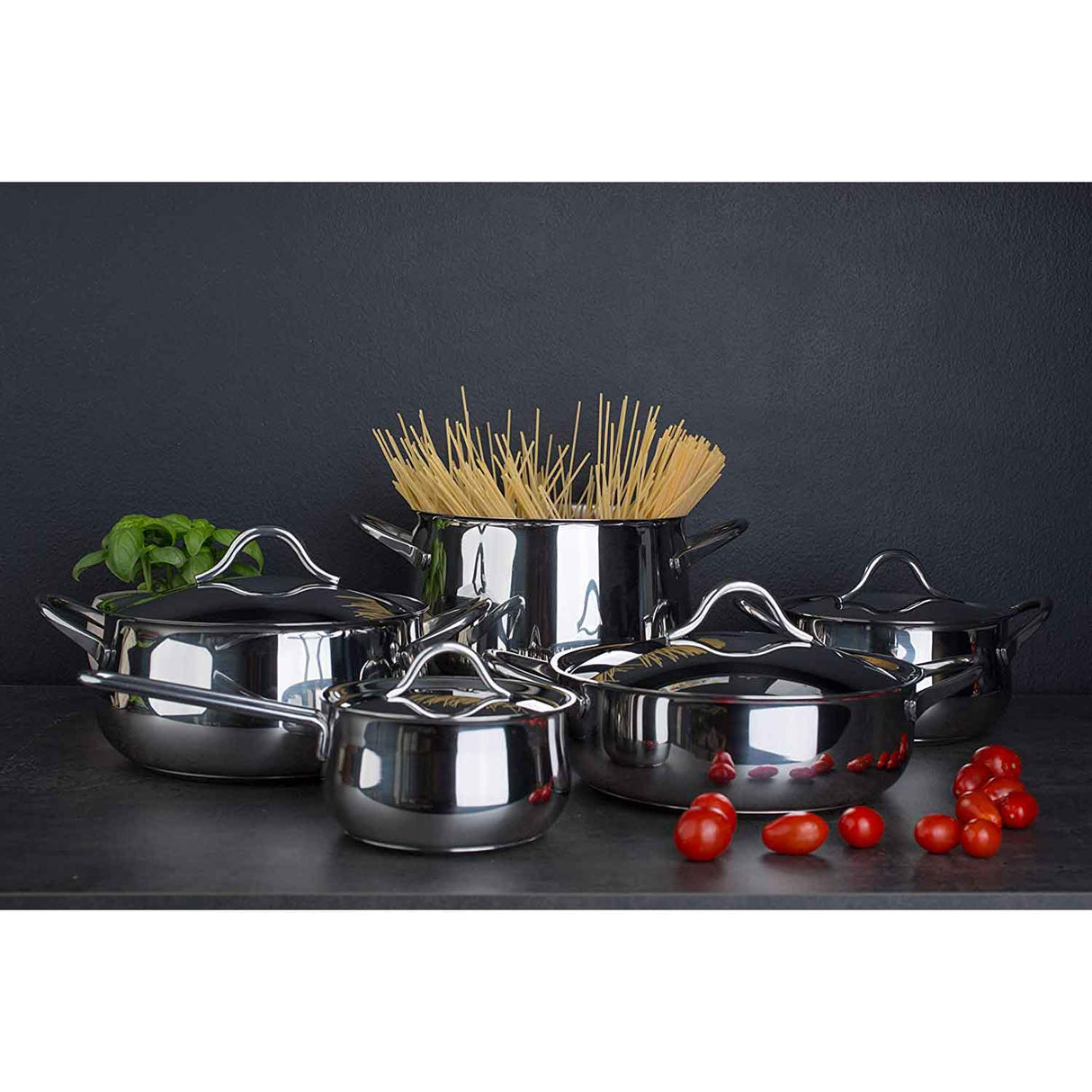 BARAZZONI Sapore Italiano Batteria Pentole 11 Pezzi Acciaio Inox Made in Italy