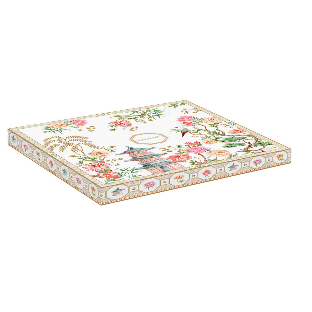 EASY LIFE Jardins d'Orient Set Sushi in Porcellana con Tovagliette e Bacchette