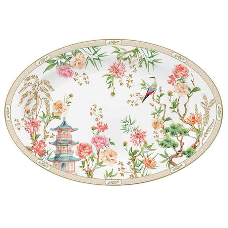 EASY LIFE Jardins d'Orient Vassoio Ovale 35x23,5cm Porcellana Tavola di Pasqua