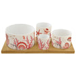 EASY LIFE Coral Reef Set Aperitivo in Bamboo con 4 Ciotole in Porcellana 29x13cm