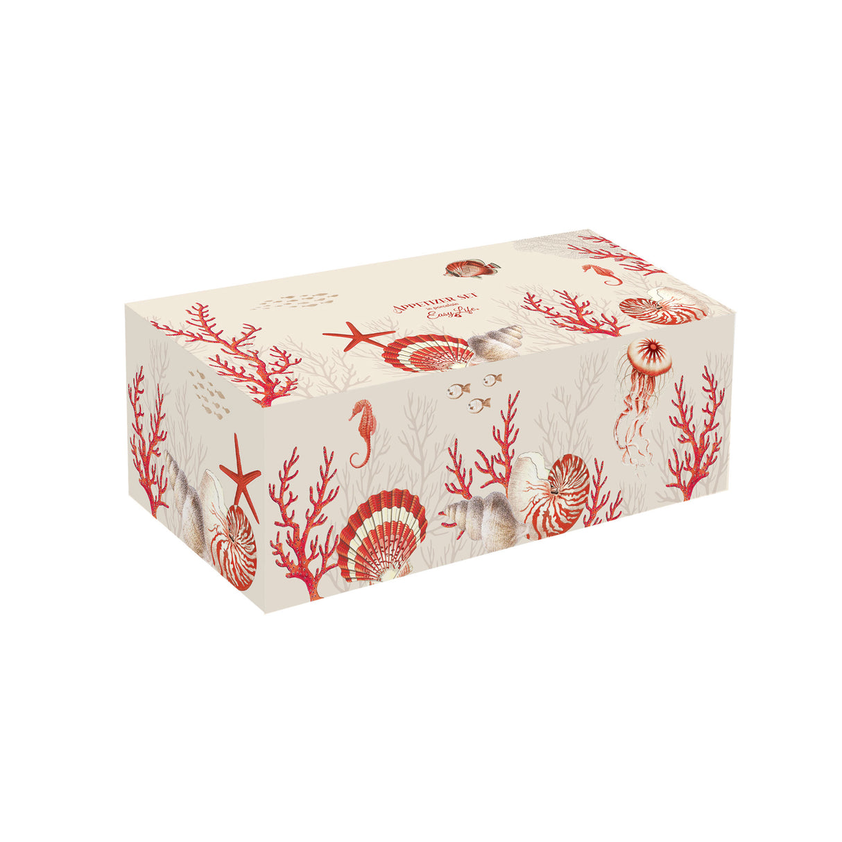 EASY LIFE Coral Reef Set Aperitivo in Bamboo con 4 Ciotole in Porcellana 29x13cm