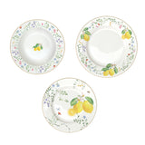EASY LIFE Fleurs et Citrons Limoni Servizio Tavola Piatti Set 18 Pezzi Porcellana