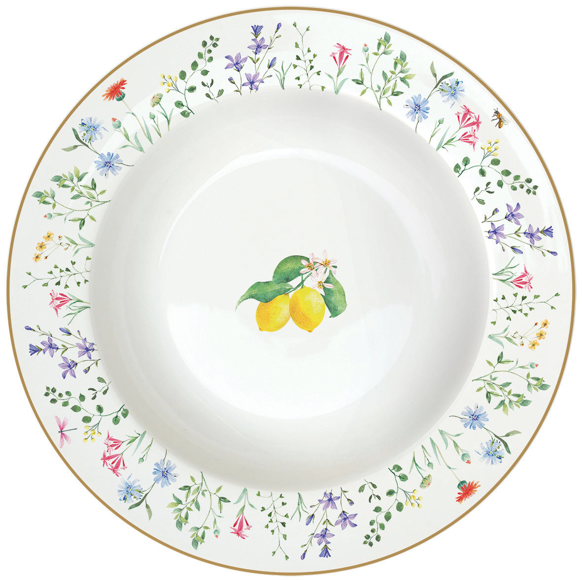 EASY LIFE Fleurs et Citrons Limoni Servizio Tavola Piatti Set 18 Pezzi Porcellana