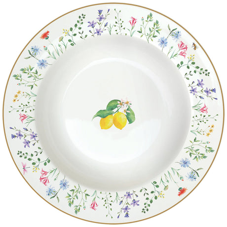 EASY LIFE Fleurs et Citrons Limoni Servizio Tavola Piatti Set 18 Pezzi Porcellana