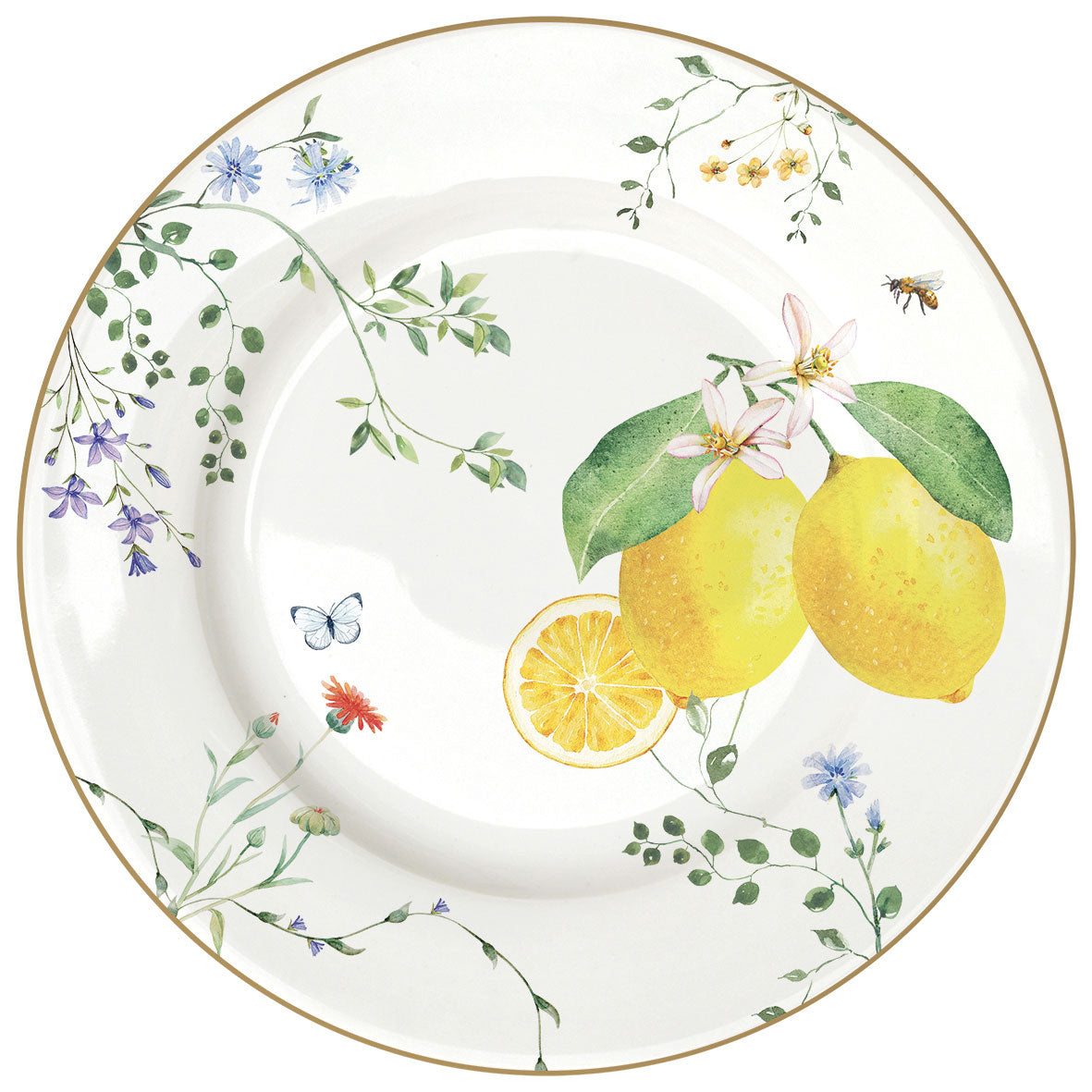 EASY LIFE Fleurs et Citrons Limoni Servizio Tavola Piatti Set 18 Pezzi Porcellana