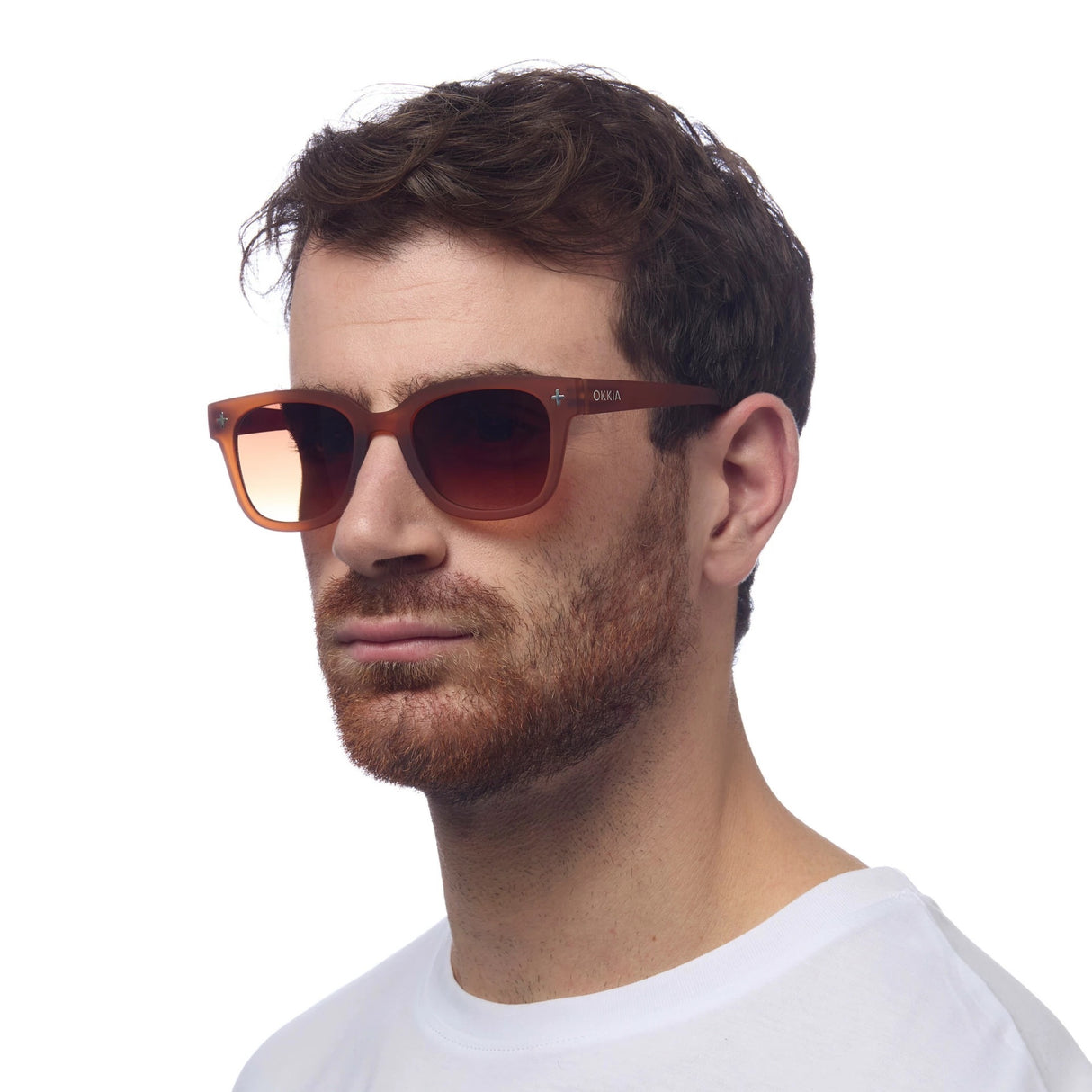OKKIA Giovanni Occhiali da Sole Unisex Soft Touch Marrone Traslucido