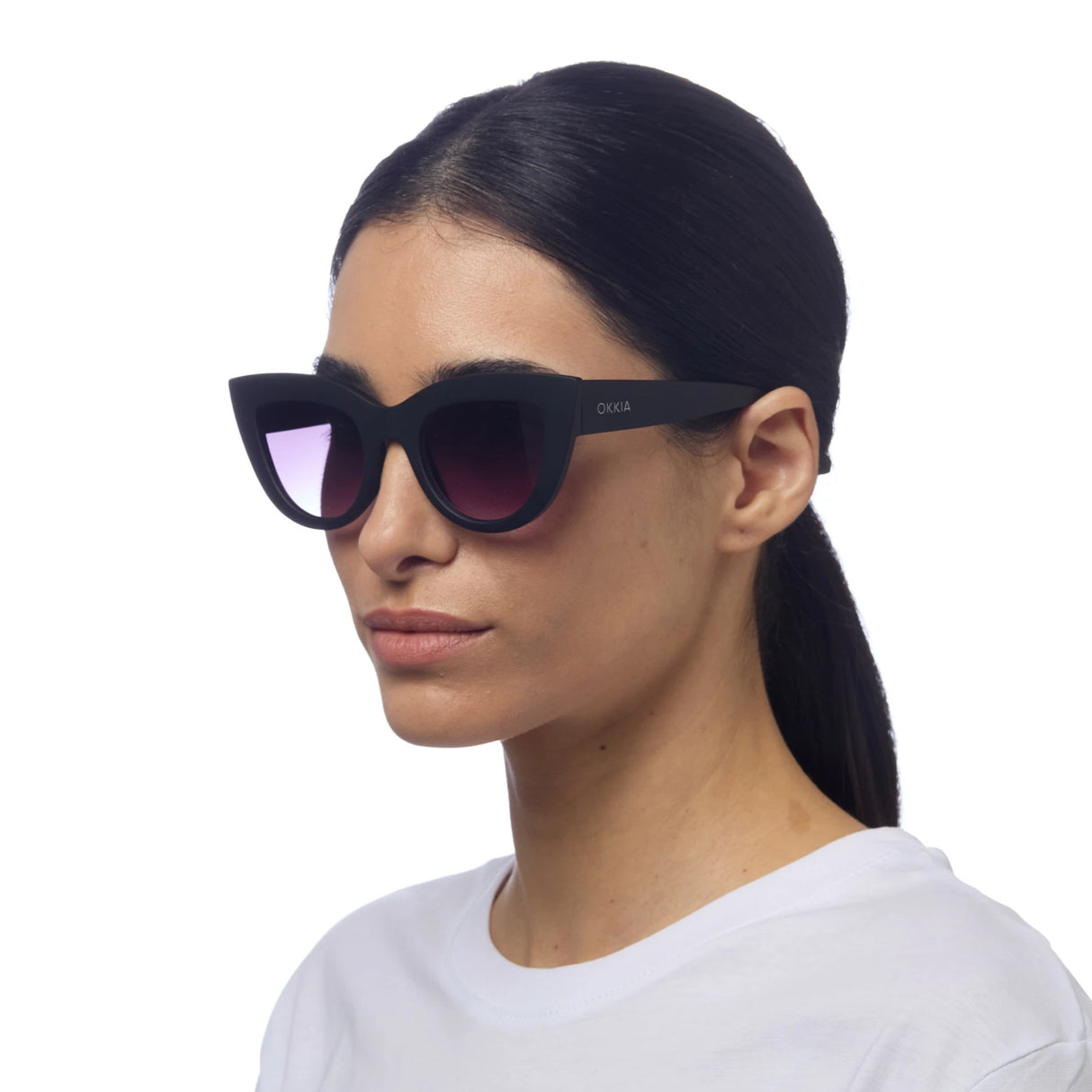 OKKIA Claudia Occhiali da Sole Donna Big Cat Eye Nero