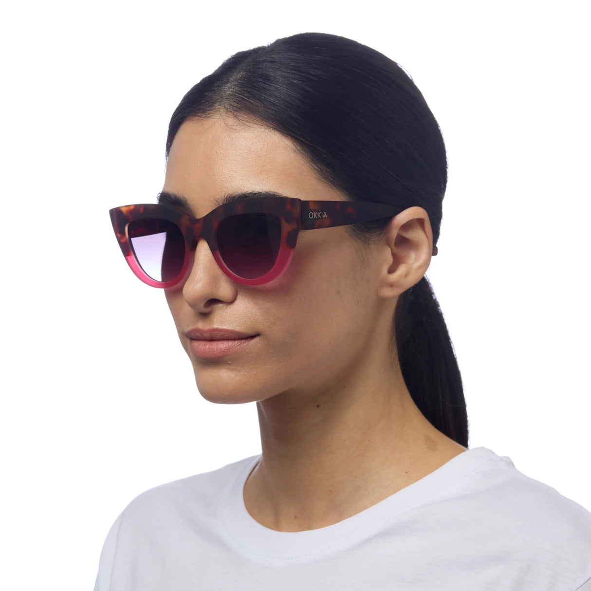 OKKIA Claudia Occhiali da Sole Donna Big Cat Eye Avana Rosa